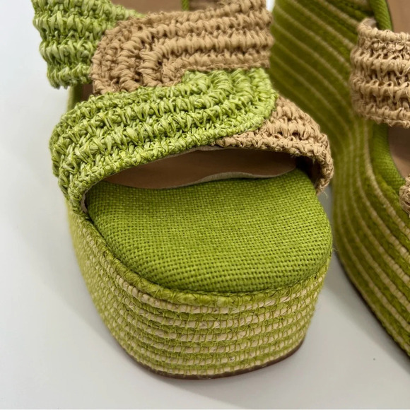 Castaner Fiodora Green Tropical Strappy Colorful Woven Wedges Heels 38 - Picture 3 of 8